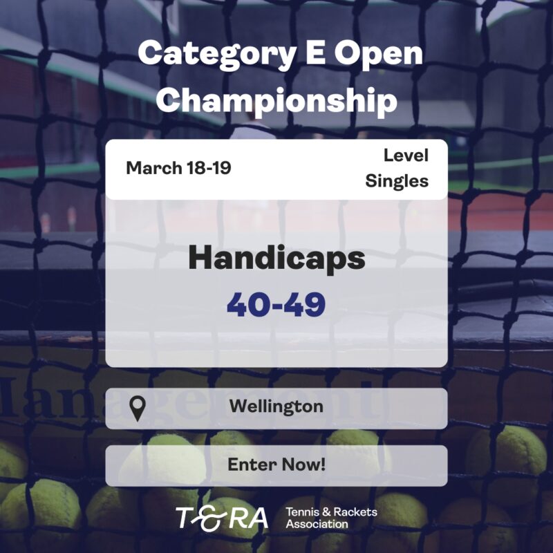 Category E Open Championship (Level Singles for Handicaps 40-49) 2023