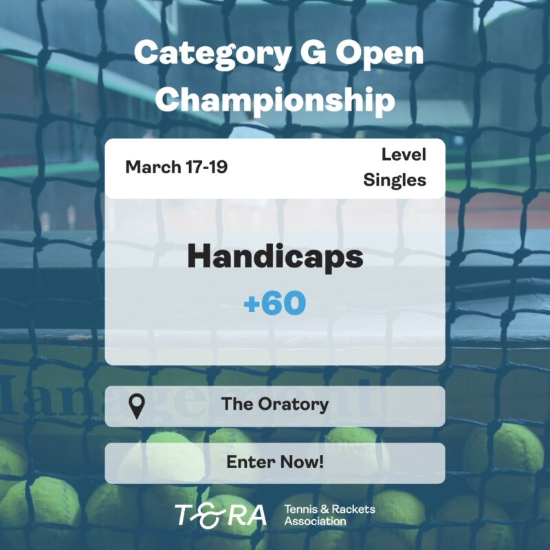 Category G Open Championship (Level Singles for Handicaps 60+) 2023