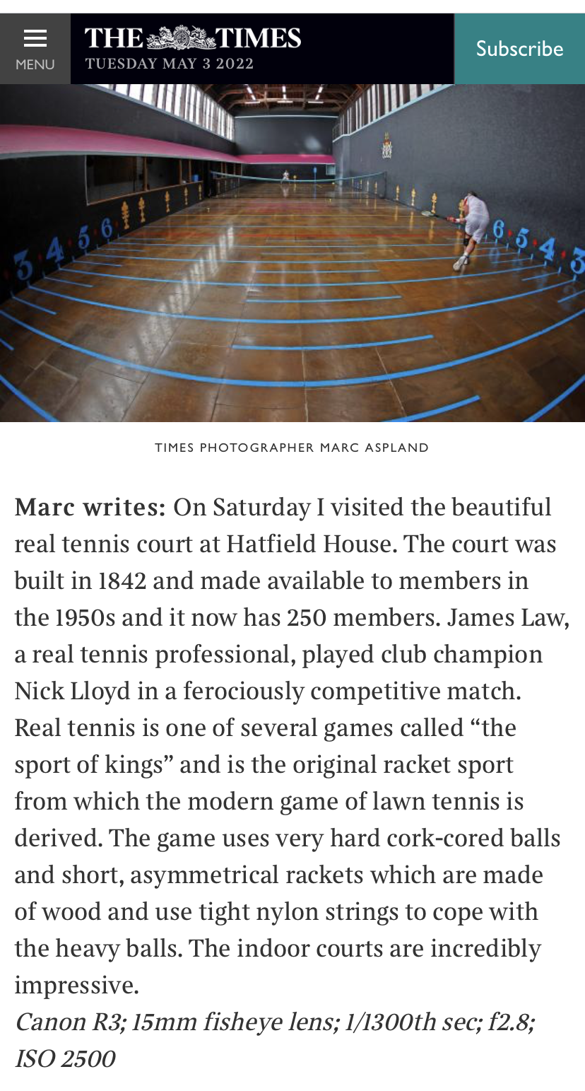 Real Tennis in the Times