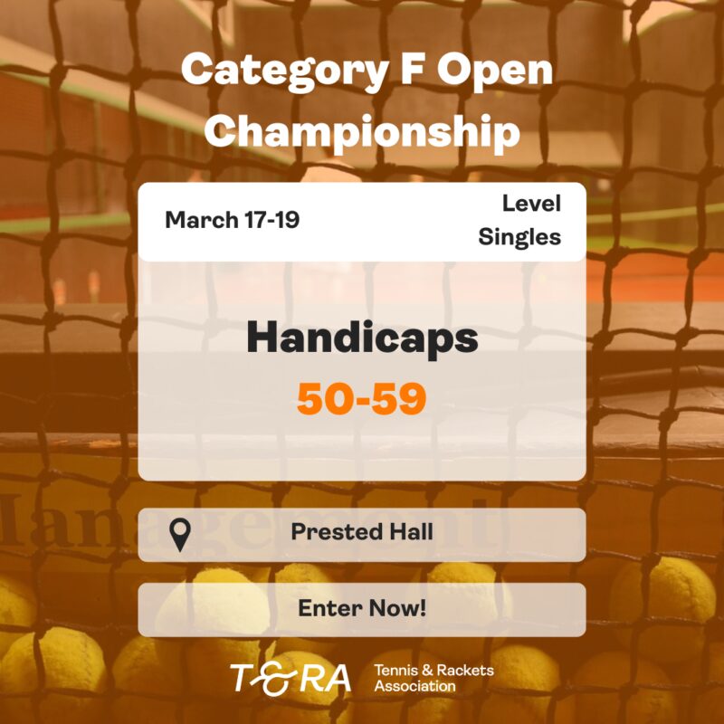 Category F Open Championship (Level Singles for Handicaps 50-59) 2023